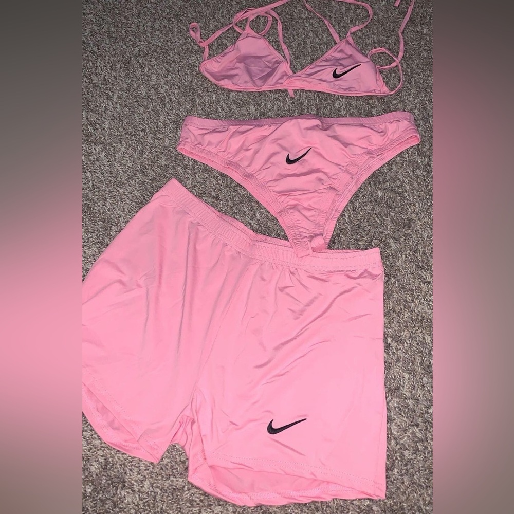 Nike 3 Piece Swimwear Pink Bikini Set